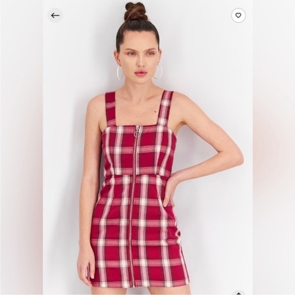 NWT! EverAfter Y2K Retro Red and White Plaid Mini Dress - Size Large - Picture 1 of 3